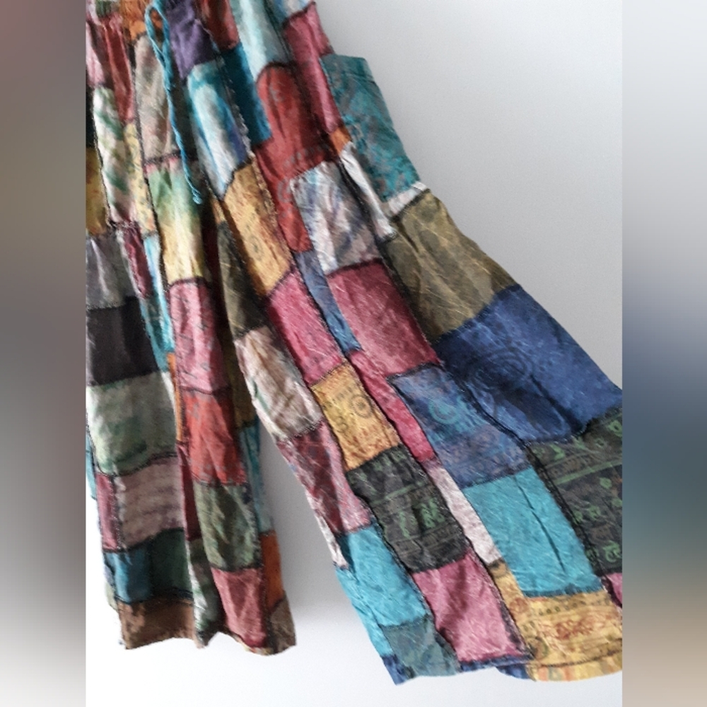 Colorful Patchwork Wide Leg Pants - Picture 2 of 6